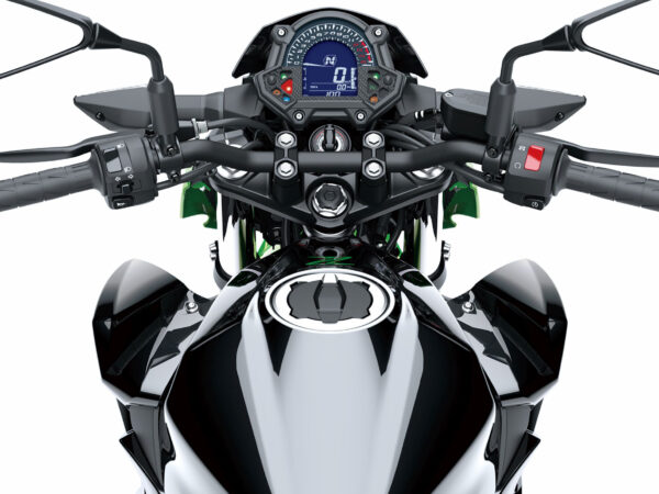 Kawasaki Z400 2019 Candy Lime Green Metallic Spark Black headlight cockpit