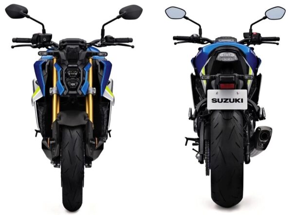 Suzuki GSX-S1000 2021 Metallic Triton Blue front and rear