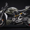 Ducati Streetfighter V2 Storm Grey left side with that cool shock