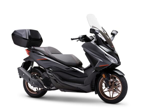 Honda Forza 125 Special Edition 2025 Mat Cynos Gray Metallic with Bronze wheels and top case