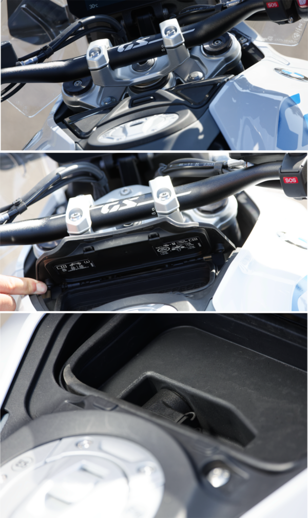 BMW R 1300 GS 2024 front storage with USB port
