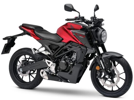 Honda CB125R 2024 Pearl Splendor Red with Matt Cynos Gray Metallic front
