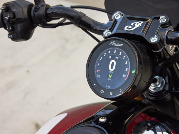 Indian 101 Scout 2025 Sunset Red Metallic with Graphics dasboard
