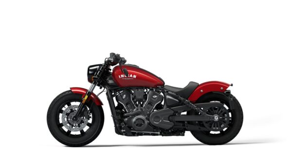 Indian Scout Bobber 2025 Sunset Red Smoke left side