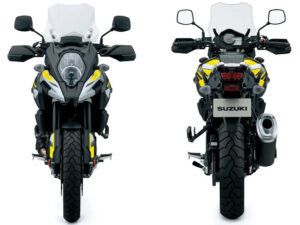 Suzuki V-Strom 1000 2017 yellow front and rear