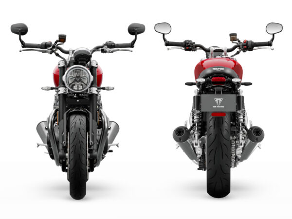 Triumph Speed Twin 1200 2025 Carnival Red front and rear