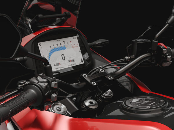 Moto Morini X-Cape 700 2025 Red Passion cockpit