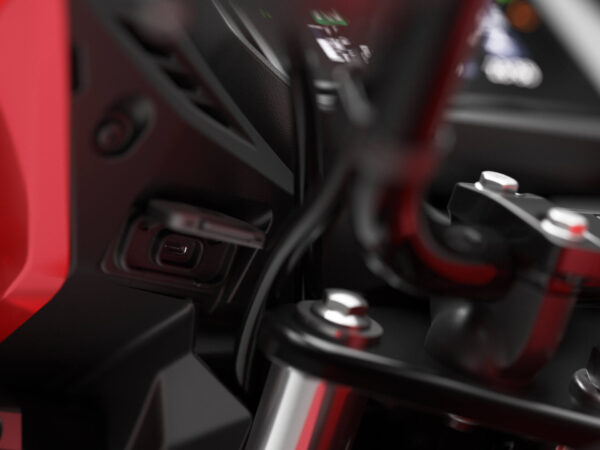 Honda CB125F 2026 Imperial Red Metallic USB-C port
