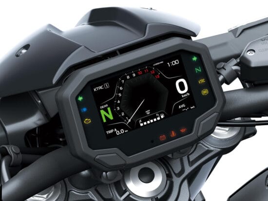 Kawasaki Z650S 2026 Metallic Matte Graphenesteel Gray Metallic Flat Spark Black dashboard