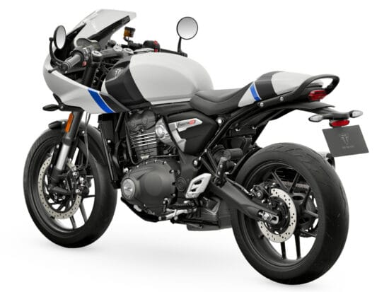 Triumph Thruxton 400 2026 Pearl Metallic White Storm Grey back